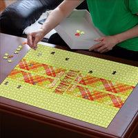 Bon Fete Kweyol Sent Lisi Puzzle Saint Lucia Creole Day Madras Motifs Yellow
