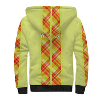 Personalized Bon Fete Kweyol Sent Lisi Sherpa Hoodie Saint Lucia Creole Day Madras Motifs Yellow