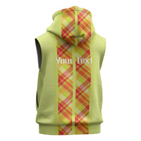 Personalized Bon Fete Kweyol Sent Lisi Sleeveless Zip Hoodie Saint Lucia Creole Day Madras Motifs Yellow