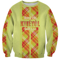 Personalized Bon Fete Kweyol Sent Lisi Sweatshirt Saint Lucia Creole Day Madras Motifs Yellow