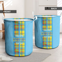 Bon Fete Kweyol Sent Lisi Laundry Basket Saint Lucia Creole Day Madras Motifs Blue
