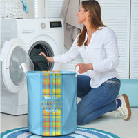Bon Fete Kweyol Sent Lisi Laundry Basket Saint Lucia Creole Day Madras Motifs Blue