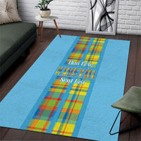 Bon Fete Kweyol Sent Lisi Area Rug Saint Lucia Creole Day Madras Motifs Blue