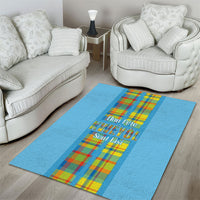 Bon Fete Kweyol Sent Lisi Area Rug Saint Lucia Creole Day Madras Motifs Blue