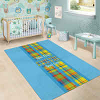 Bon Fete Kweyol Sent Lisi Area Rug Saint Lucia Creole Day Madras Motifs Blue