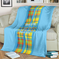 Bon Fete Kweyol Sent Lisi Blanket Saint Lucia Creole Day Madras Motifs Blue