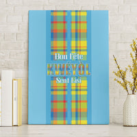 Bon Fete Kweyol Sent Lisi Canvas Wall Art Saint Lucia Creole Day Madras Motifs Blue