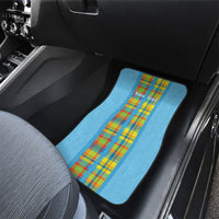 Personalized Bon Fete Kweyol Sent Lisi Car Mats Saint Lucia Creole Day Madras Motifs Blue