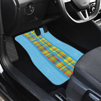 Personalized Bon Fete Kweyol Sent Lisi Car Mats Saint Lucia Creole Day Madras Motifs Blue