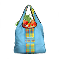 Bon Fete Kweyol Sent Lisi Grocery Bag Saint Lucia Creole Day Madras Motifs Blue