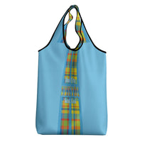 Bon Fete Kweyol Sent Lisi Grocery Bag Saint Lucia Creole Day Madras Motifs Blue