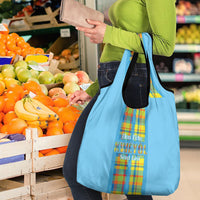 Bon Fete Kweyol Sent Lisi Grocery Bag Saint Lucia Creole Day Madras Motifs Blue
