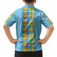 Personalized Bon Fete Kweyol Sent Lisi Hawaiian Shirt Saint Lucia Creole Day Madras Motifs Blue
