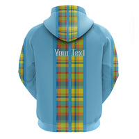 Personalized Bon Fete Kweyol Sent Lisi Hoodie Saint Lucia Creole Day Madras Motifs Blue