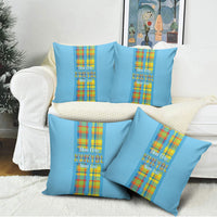 Bon Fete Kweyol Sent Lisi Pillow Cover Saint Lucia Creole Day Madras Motifs Blue