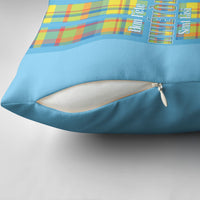 Bon Fete Kweyol Sent Lisi Pillow Cover Saint Lucia Creole Day Madras Motifs Blue