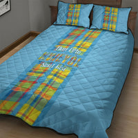 Bon Fete Kweyol Sent Lisi Quilt Bed Set Saint Lucia Creole Day Madras Motifs Blue
