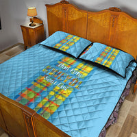 Bon Fete Kweyol Sent Lisi Quilt Bed Set Saint Lucia Creole Day Madras Motifs Blue
