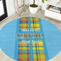 Bon Fete Kweyol Sent Lisi Round Carpet Saint Lucia Creole Day Madras Motifs Blue