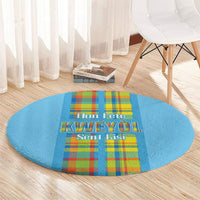 Bon Fete Kweyol Sent Lisi Round Carpet Saint Lucia Creole Day Madras Motifs Blue