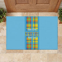 Bon Fete Kweyol Sent Lisi Rubber Doormat Saint Lucia Creole Day Madras Motifs Blue
