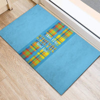 Bon Fete Kweyol Sent Lisi Rubber Doormat Saint Lucia Creole Day Madras Motifs Blue