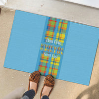 Bon Fete Kweyol Sent Lisi Rubber Doormat Saint Lucia Creole Day Madras Motifs Blue