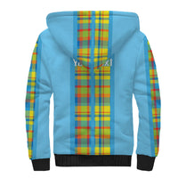 Personalized Bon Fete Kweyol Sent Lisi Sherpa Hoodie Saint Lucia Creole Day Madras Motifs Blue