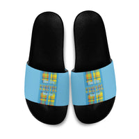 Bon Fete Kweyol Sent Lisi Slide Sandals Saint Lucia Creole Day Madras Motifs Blue