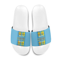Bon Fete Kweyol Sent Lisi Slide Sandals Saint Lucia Creole Day Madras Motifs Blue