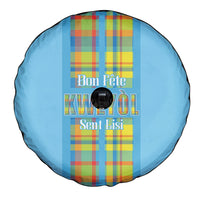 Bon Fete Kweyol Sent Lisi Spare Tire Cover Saint Lucia Creole Day Madras Motifs Blue