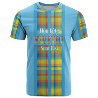 Personalized Bon Fete Kweyol Sent Lisi T Shirt Saint Lucia Creole Day Madras Motifs Blue