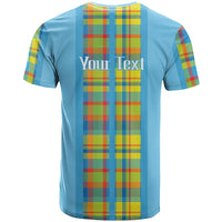 Personalized Bon Fete Kweyol Sent Lisi T Shirt Saint Lucia Creole Day Madras Motifs Blue