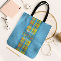 Bon Fete Kweyol Sent Lisi Tote Bag Saint Lucia Creole Day Madras Motifs Blue