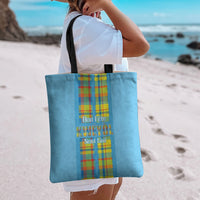 Bon Fete Kweyol Sent Lisi Tote Bag Saint Lucia Creole Day Madras Motifs Blue