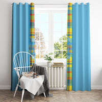 Bon Fete Kweyol Sent Lisi Window Curtain Saint Lucia Creole Day Madras Motifs Blue
