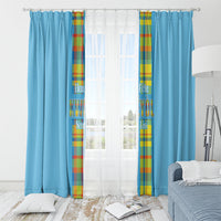 Bon Fete Kweyol Sent Lisi Window Curtain Saint Lucia Creole Day Madras Motifs Blue