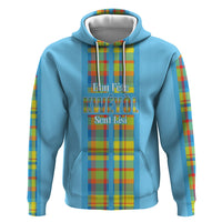Personalized Bon Fete Kweyol Sent Lisi Zip Hoodie Saint Lucia Creole Day Madras Motifs Blue