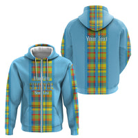 Personalized Bon Fete Kweyol Sent Lisi Zip Hoodie Saint Lucia Creole Day Madras Motifs Blue