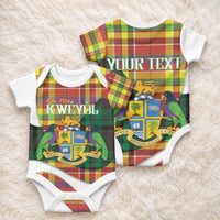 Personalized Bon Fete Kweyol Dominica Baby Onesie Creole Day Coat Of Arms Madras Motifs