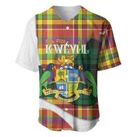 Personalized Bon Fete Kweyol Dominica Baseball Jersey Creole Day Coat Of Arms Madras Motifs