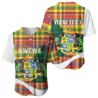 Personalized Bon Fete Kweyol Dominica Baseball Jersey Creole Day Coat Of Arms Madras Motifs