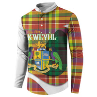 Personalized Bon Fete Kweyol Dominica Button Sweatshirt Creole Day Coat Of Arms Madras Motifs
