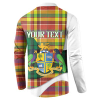 Personalized Bon Fete Kweyol Dominica Button Sweatshirt Creole Day Coat Of Arms Madras Motifs