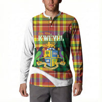 Personalized Bon Fete Kweyol Dominica Button Sweatshirt Creole Day Coat Of Arms Madras Motifs