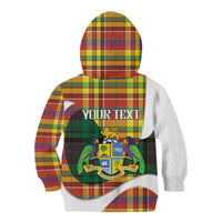 Personalized Bon Fete Kweyol Dominica Kid Hoodie Creole Day Coat Of Arms Madras Motifs