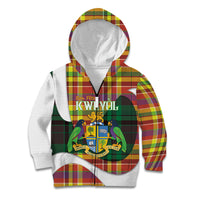 Personalized Bon Fete Kweyol Dominica Kid Hoodie Creole Day Coat Of Arms Madras Motifs
