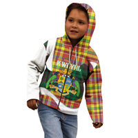 Personalized Bon Fete Kweyol Dominica Kid Hoodie Creole Day Coat Of Arms Madras Motifs