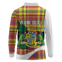 Personalized Bon Fete Kweyol Dominica Long Sleeve Polo Shirt Creole Day Coat Of Arms Madras Motifs
