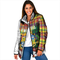 Personalized Bon Fete Kweyol Dominica Padded Jacket Creole Day Coat Of Arms Madras Motifs